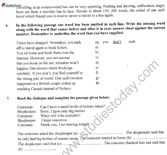 CBSE Class 11 English Question Paper Set 1 Solved